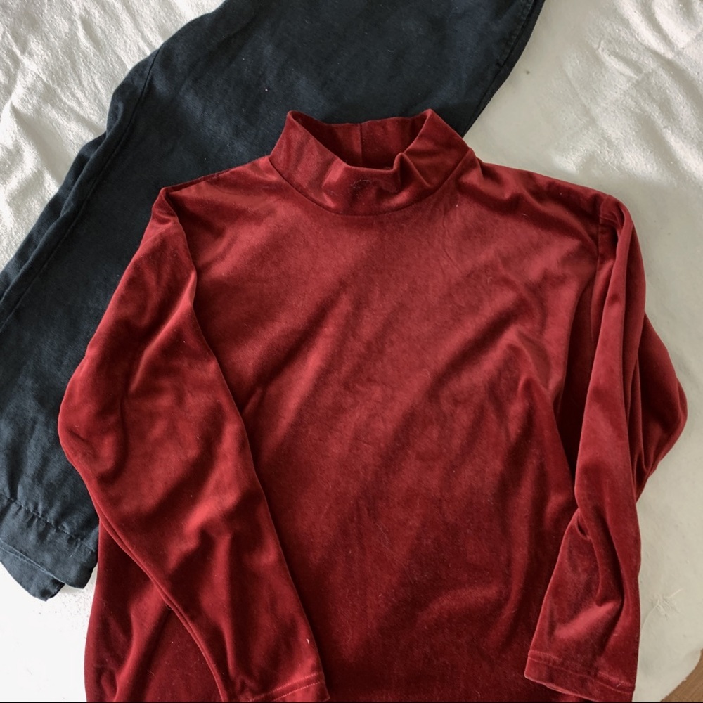 Red velvet tunic M or S. Meg Lauren.